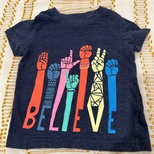 Cat and Jack Navy BELIEVE 18m Baby Shirt